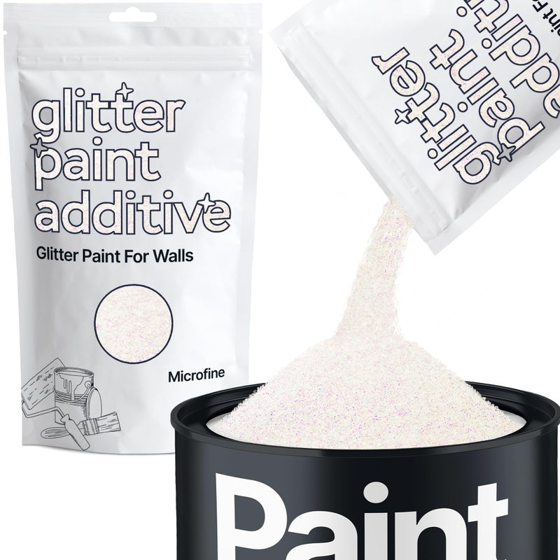Hemway Glitter Paint Additive Crystals for Acrylic Emulsion Paint, Interior & Exterior Walls, Wood, Varnish, Matt, Gloss 100g / 3.5oz - Microfine (1/256" 0.004" 0.1mm) - Mother of Pearl Iridescent - Image 1